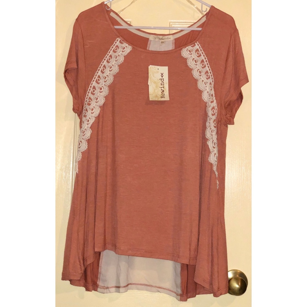 NWT Blush tunic with off-white embroidered design